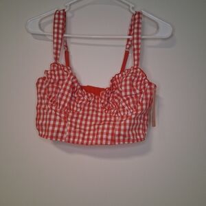 Colsie Red and White Gingham Top